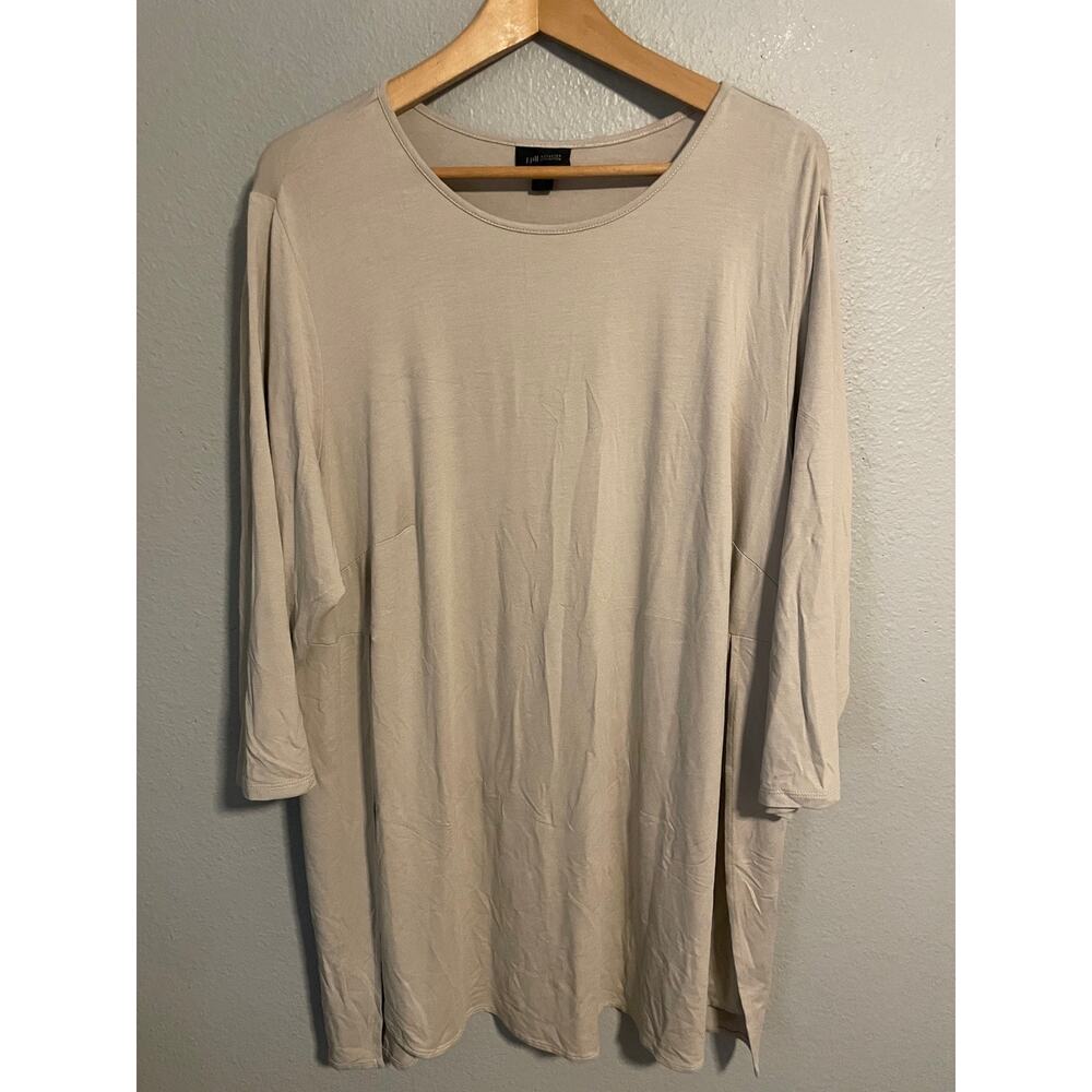 J Jill Wearever Collection Tunic Top Womens 2X Beige 3/4 Sleeve Rayon Spandex
